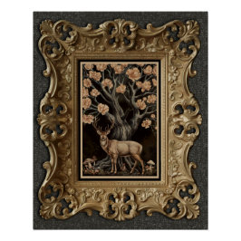 Der Stag und die Magnolia Tree Semi Gloss Print Poster