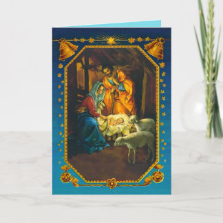 Der Stall bei der Geburt des Babys Jesus Feiertagskarte
