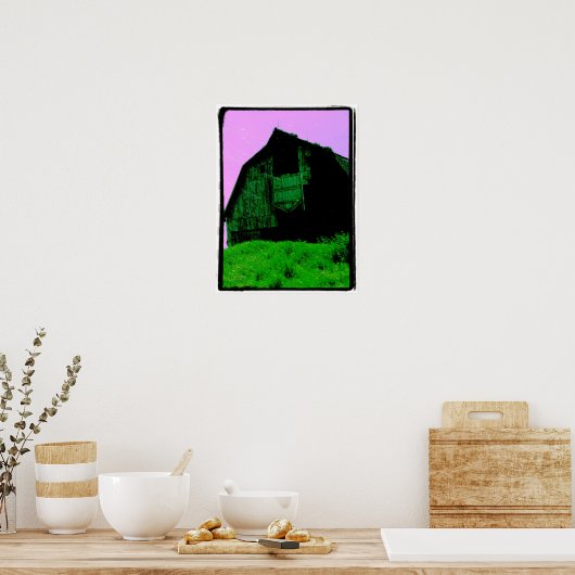 Der Stall mit rosa Himmel Poster (Küche)