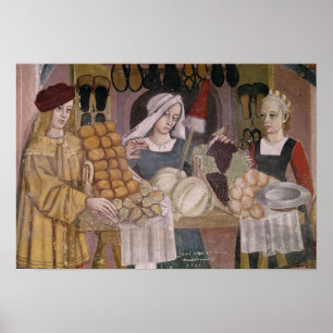 Der Stand der Frucht-Verkäufer Poster