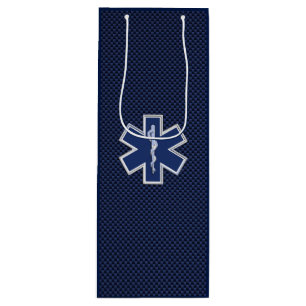 Der Star des Lebens paramedic Carbon Fiber Style Geschenktüte Für Weinflaschen