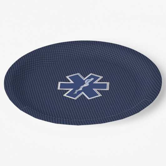 Der Star des Lebens paramedic Carbon Fiber Style Pappteller (Schrägansicht)