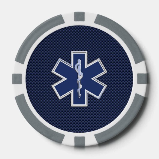 Der Star des Lebens paramedic Carbon Fiber Style Pokerchips (Vorderseite)