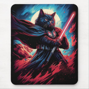Der Stardust-Samurai Kosmischer Katzenkrieger Mousepad