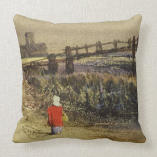 Der Steg (Landschaft mit rotem Mantel) (w/c und Kissen