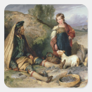 Der Steinunterbrecher und seine Tochter, 1830 Quadratischer Aufkleber