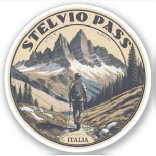 Der Stelvio-Pass Gebirgspass Italien Schweiz Aufkleber