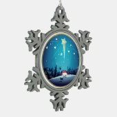 Der Stern von Bethlehem Weihnachtsgeschenk Schneeflocken Zinn-Ornament (Links)
