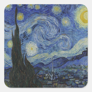 Der Sternenhimmel von Van Gogh Quadratischer Aufkleber