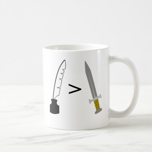 Der Stift ist mächtiger als die Klinge Kaffeetasse (Rechts)