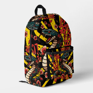 Der Stil der grünen Holzschlange - Chinesisches Ne Bedruckter Rucksack