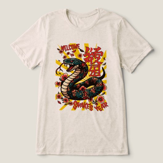 Der Stil der grünen Holzschlange - Chinesisches Ne Tri-Blend Shirt (Design Vorderseite)