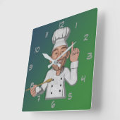 Der Stil des Koch 2 Cartoon Quadratische Wanduhr (Winkel)