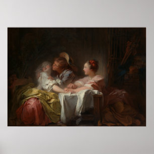 Der Stolen Kiss - Fragonard Romantische Szene Poster