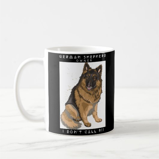 Der stolze Besitzer eines deutschen Schäferhirten, Kaffeetasse (Links)