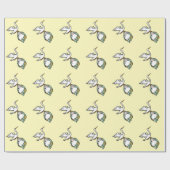 Der Storch trägt ein Baby gelb Geschenkpapier (Flach)