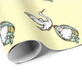Der Storch trägt ein Baby gelb Geschenkpapier (Rolleneckpunkt)