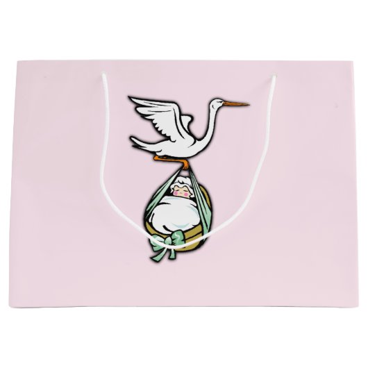 Der Storch trägt ein Baby Große Geschenktüte (Vorderseite)