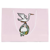 Der Storch trägt ein Baby Große Geschenktüte (Rückseite)
