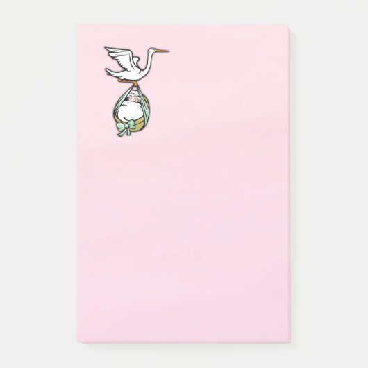 Der Storch trägt ein Baby Post-it Klebezettel (Vorderseite)