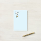 Der Storch trägt einen Babyjungen Post-it Klebezettel (Auf Schreibtisch)