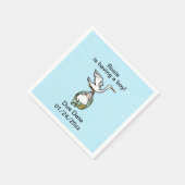 Der Storch trägt einen Babyjungen Serviette (Ecke)