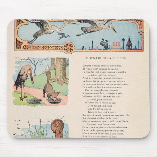 Der Storch und der Fox von den Fabeln Mousepad (Vorne)