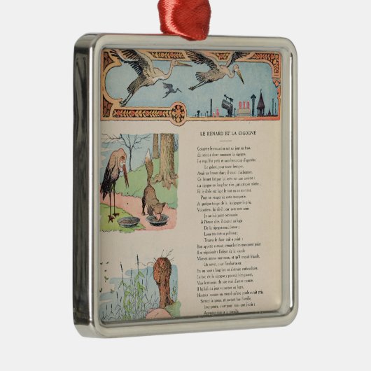 Der Storch und der Fox von den Fabeln Silbernes Ornament (Rechts)
