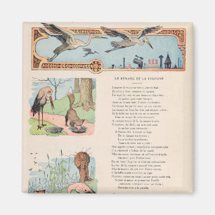 Der Storch und der Fuchs aus den Fabeln Magnet