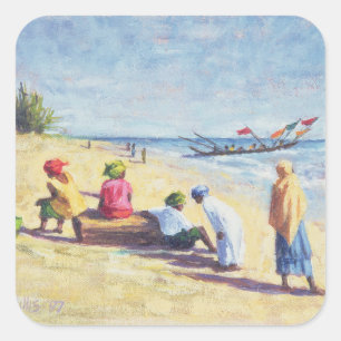 Der Strand bei Abene Senegal 1997 Quadratischer Aufkleber