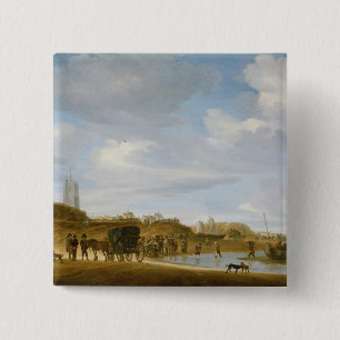 Der Strand bei Egmond-an-Zee Button