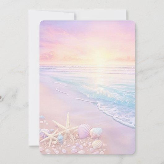 Der Strand bei Sonnenuntergang Einladung (Rückseite)