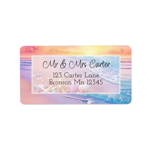 Der Strand bei Sunset Adressaufkleber (Vorne)