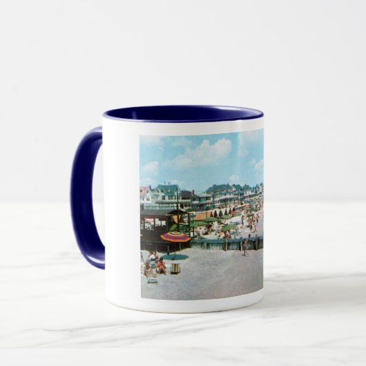 Der Strand, Cape May NJ, Vintag Tasse (Vorderseite Links)