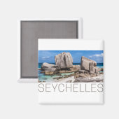 Der Strand der Seychellen auf La Digue Magnet (Vorderseite/Rückseite)