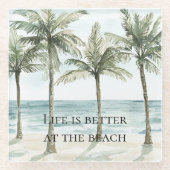 Der Strand des tropischen Palmen Glasuntersetzer (Vorderseite)