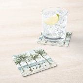 Der Strand des tropischen Palmen Rechteckiger Pappuntersetzer (Vor Ort)