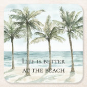 Der Strand des tropischen Palmen Rechteckiger Pappuntersetzer (Vorderseite)