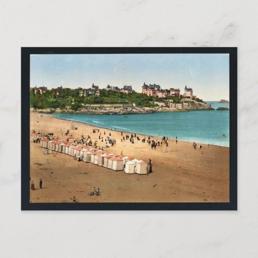 Der Strand Dinard, das französische Vintage Fotoch Postkarte (Vorderseite)