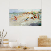 Der Strand ist im Sommer überlaufen Poster (Küche)