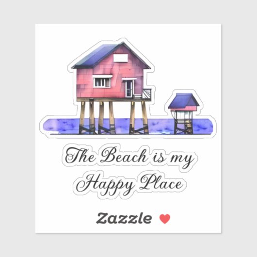 Der Strand ist mein glücklicher Ort Aufkleber (Blatt)
