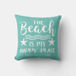 Der Strand ist mein glücklicher Ort Zitat Küstenna Kissen