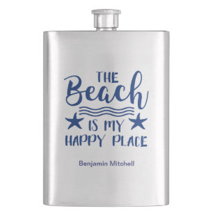 Der Strand ist mein glücklicher Ort Zitat Nautilus Flachmann