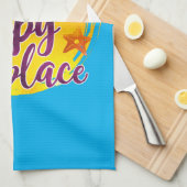 Der Strand ist mein glücklicher Ort Zitat Ozeanspa Geschirrtuch (Viertel Falte)