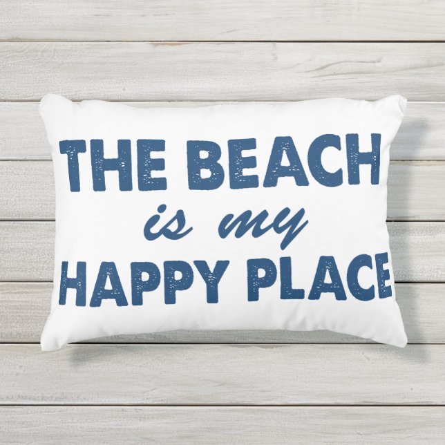 Der Strand ist mein glücklicher Platz-Kissen im Kissen Für Draußen (Vorderseite)
