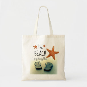 Der Strand ist mein glücklicher Platz umdrehen Tragetasche