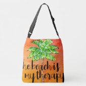 Der Strand ist meine Therapie Orange Tropical Palm Tragetaschen Mit Langen Trägern (Rückseite)