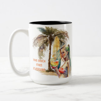 Der Strand macht alles sauber Zweifarbige Tasse
