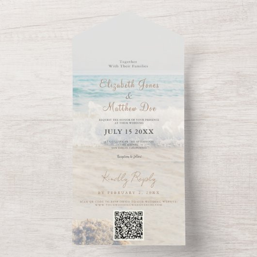 Der Strand mit Hochzeitsbäumen All In One Einladung (Innen Boden)