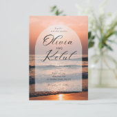 Der Strand mit Sonnenuntergang Einladung (Stehend Vorderseite)